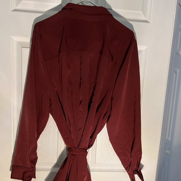 Lane Bryant Long Sleeve Tie Waist Tunic | Size 20 | Burgundy - Picture 5 of 7